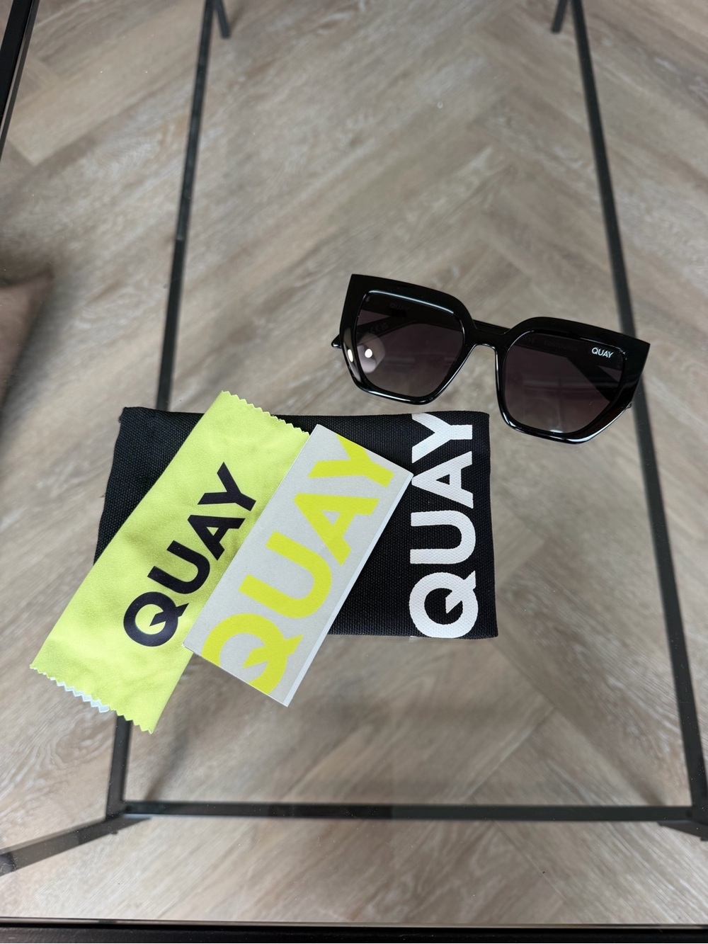 Quay Australia Black Cat-Eye Sunglasses with Dark Lenses